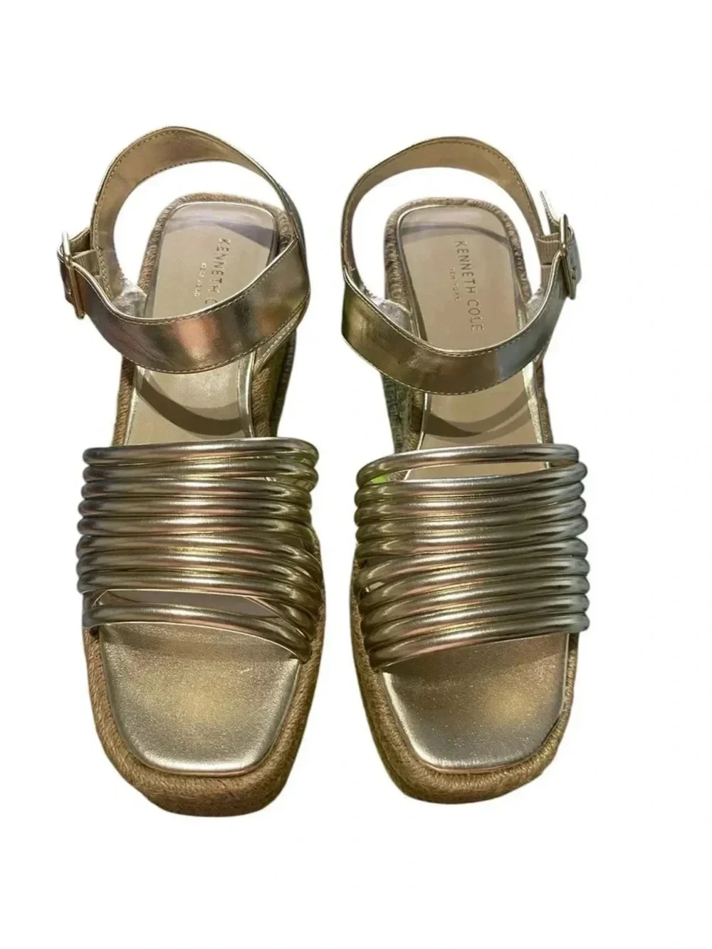 Kenneth Cole NWOT Shelby Espadrille Wedge Metallic Sandal Size 11